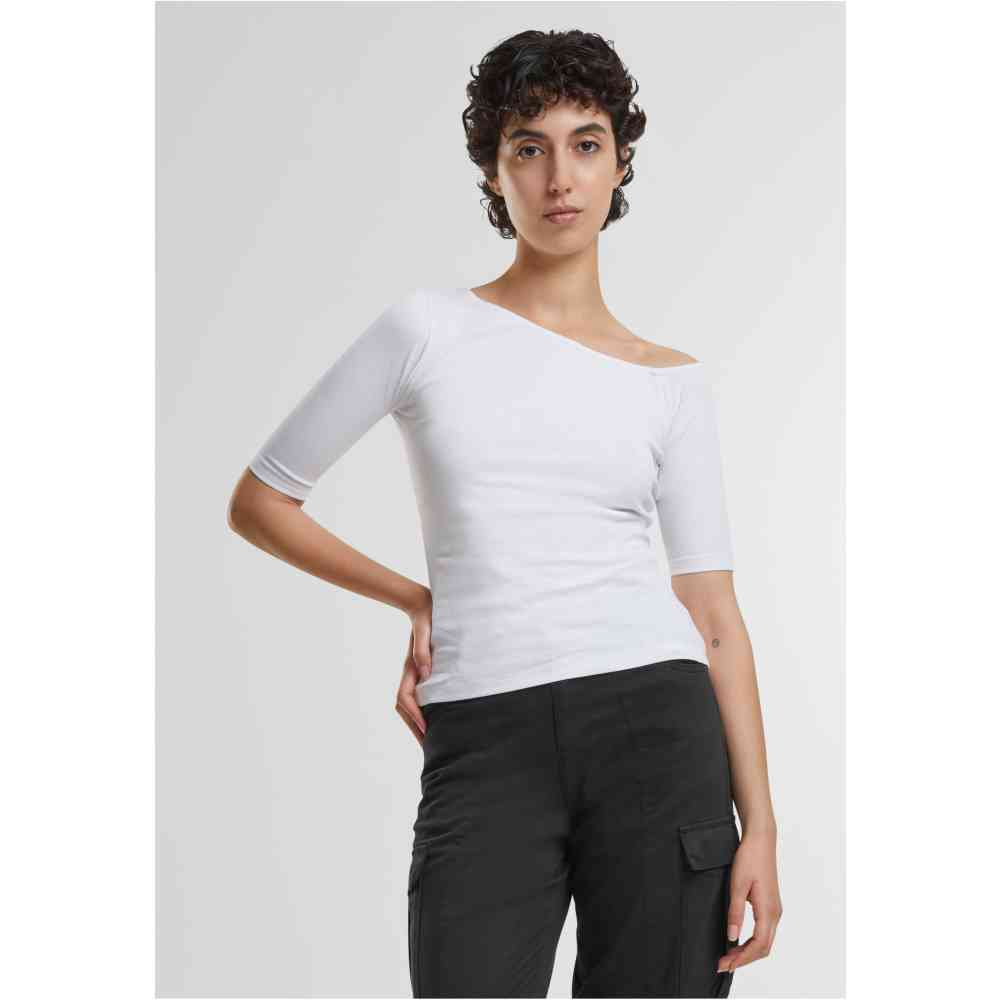 Urban Classics - Organic Asymmetric Rib Top - White